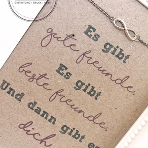 Beste Freundin KarteArmkette Unendlich Armband, einDrck, Spruchbild im Rahmen mit Kette, Geschenk, Weihnachten, Bild 1