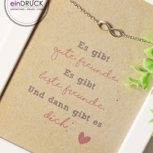 Beste Freundin KarteArmkette Unendlich Armband, einDrck, Spruchbild im Rahmen mit Kette, Geschenk, Weihnachten, Bild 6