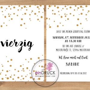 Einladung zum Geburtstag | Geburtstagseinladung|||, einDruck, Konfetti, Kraftpapier, Vintage, Einladungskarte, Karte, Glückwunsch, Hochzeit,