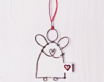 Mini guardian angel made of wire I || Heart, thank you, wedding, birthday, baptism, imprint, angel