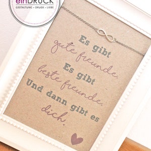 Beste Freundin - Karte+Armkette* Unendlich Armband, Spruchbild, Rahmen, Kette, Geschenk, Geburtstag, Weihanchten, einDruck, Geschenk
