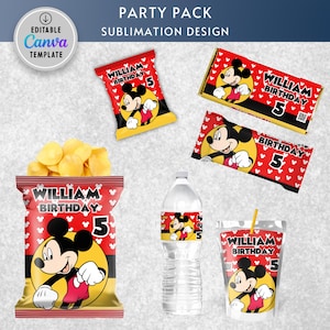 Labels for Mickey Mouse Party Pack - Chip Bag - Favor Bag - Juice - Water Bottle - Chocolate - Fruit snacks labels - DIGITAL DOWNLOAD