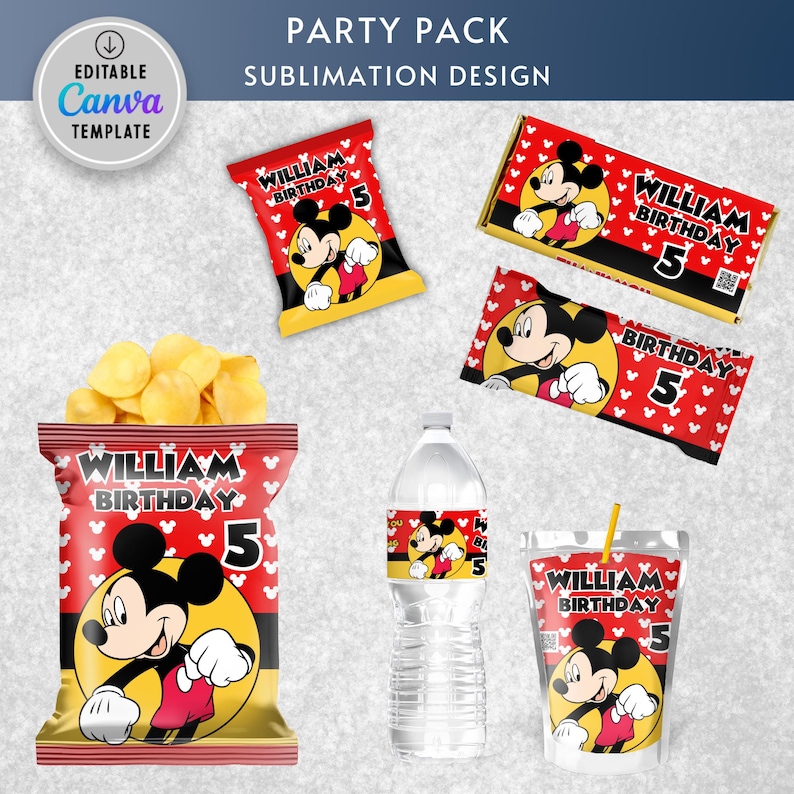Mickey Mouse, Mickey Mouse party, Mickey party pack, Mickey chip bag, Mickey favor bag, Mickey fruit snacks, Mickey Mouse juice, Mickey capri sun, Mickey water bottle, Mickey chocolate, Mickey printable, Mickey Mouse svg, Mickey birthday