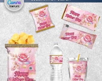 Confezione per patatine per la festa della mamma, bomboniere per la festa della mamma, festa della mamma stampabile, sacchetto per patatine floreale per la festa della mamma, patatine personalizzate per la festa della mamma