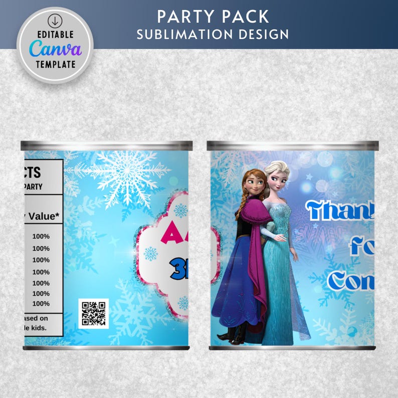 birthday party, birthday printable, chip bag, chip bag label, chip bag wrapper, snack bag, snack bag label, frozen, elsa, anna, frozen chip bag, frozen birthday, frozen printable