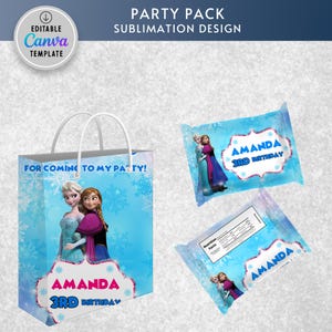 birthday party, birthday printable, chip bag, chip bag label, chip bag wrapper, snack bag, snack bag label, frozen, elsa, anna, frozen chip bag, frozen birthday, frozen printable