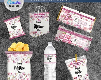 Muttertagschip-Verpackung, glückliche Muttertagsgeschenke, druckbarer Muttertag, Blumenmuttertagschip-Beutel, kundenspezifische Muttertagschips