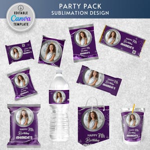 Purple and Silver Chip Bag, Purple and Silver Agate Chip Bag , Purple Chip Bag, Purple Marble Chip Bag, Instant Template, Self Edit Template