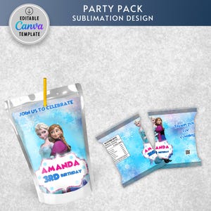 birthday party, birthday printable, chip bag, chip bag label, chip bag wrapper, snack bag, snack bag label, frozen, elsa, anna, frozen chip bag, frozen birthday, frozen printable