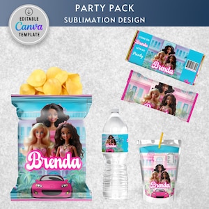 Black Doll Chip Bags, Black Doll Party Supplies, Black Doll Digital, Black Doll Birthday Party, Black Doll Party Favors, Editable in Canva