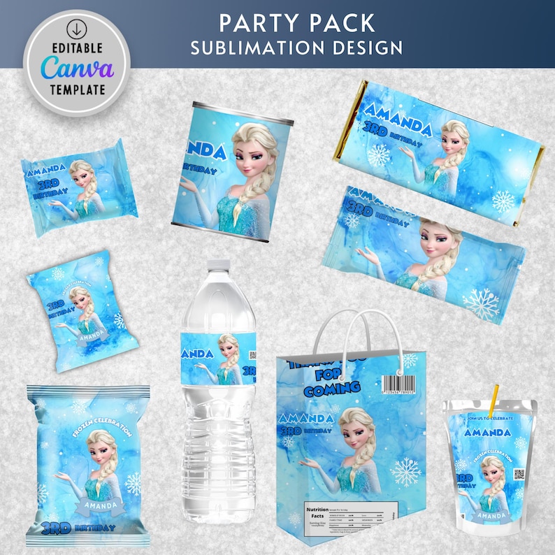 frozen bundle party, frozen bundle, frozen party, frozen birthday, frozen chip bag, frozen pringles, frozen water botle, frozen capri sun, frozen invitation, frozen template, frozen favor tag, frozen welcome, frozen food label
