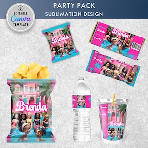 Black Doll Chip Bags, Black Doll Party Supplies, Black Doll Digital, Black Doll Birthday Party, Black Doll Party Favors, Editable in Canva