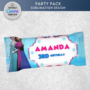 birthday party, birthday printable, chip bag, chip bag label, chip bag wrapper, snack bag, snack bag label, frozen, elsa, anna, frozen chip bag, frozen birthday, frozen printable