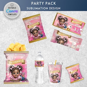 Black Princess Chip Bag for Baby Shower Printable Baby Shower Favor Bundle Black Princess Chip Bag for Kids Custom Baby Shower DIY Chip Bag