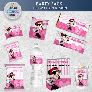 Minnie Mouse Birthday Party Favor Labels: Printable Bowtique Design (Editable in Canva)