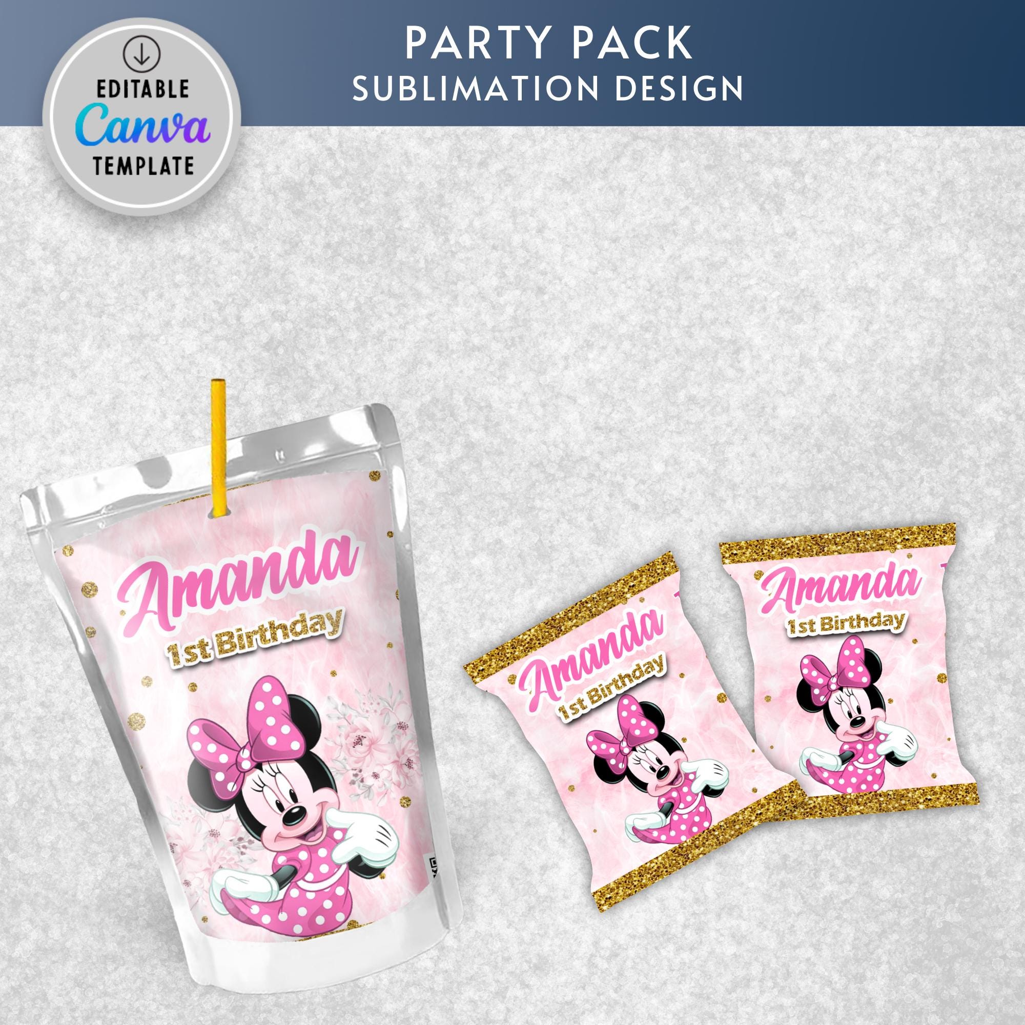 Minnie Mouse Birthday Party Chip Bags Wrapper Label Minnie Mouse Chalk ...