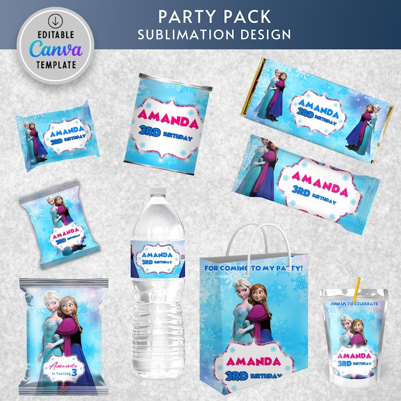 birthday party, birthday printable, chip bag, chip bag label, chip bag wrapper, snack bag, snack bag label, frozen, elsa, anna, frozen chip bag, frozen birthday, frozen printable