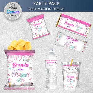 Editable Sweet One Chip Bag Label, Sweet One Party Chip Bag Wrapper, Sweet One Crisp Label, Sweet One Crisp Party Favors Treat Bag, Canva
