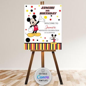 Mickey Mouse Second Birthday Welcome Sign Boy Mickey 2nd Birthday Party Welcome Outdoor Yard Sign Editable Template Printable Decoration