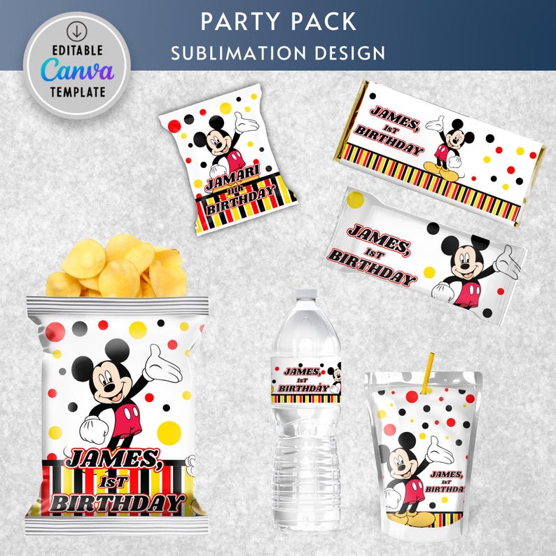 Mickey Mouse, Mickey Mouse party, Mickey party pack, Mickey chip bag, Mickey favor bag, Mickey fruit snacks, Mickey Mouse juice, Mickey capri sun, Mickey water bottle, Mickey chocolate, Mickey printable, Mickey Mouse svg, Mickey birthday