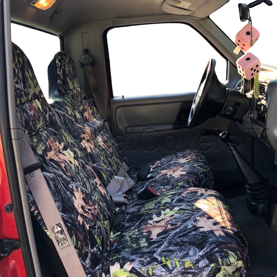 Soillar 60/40 High Back Front Bench Seat Cover For Ford Ranger 2004-2012 – Black & Gray – 2 Piece Kit