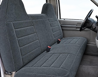 Premium Grade Seat Cover for Ford Full Size F-Series F150 F250 F350 F450 F550 Front Solid Bench with Molded High Back Headrest F23