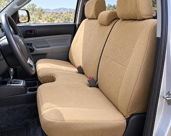 Custom Made Exact Fit Seat Covers for Toyota Tacoma 2005 - 2014 Front Bench 3 Headrest Notched Cushion