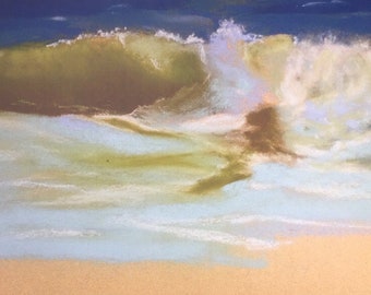 Wave with beach de Dieter Oeding, lienzo fotográfico, pintura pastel, maritim