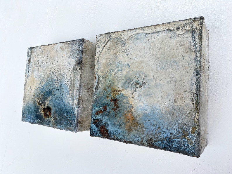 Abstract Art Original MEERESRAUSCHEN II 20x20x7.5 cm Mixed Media
