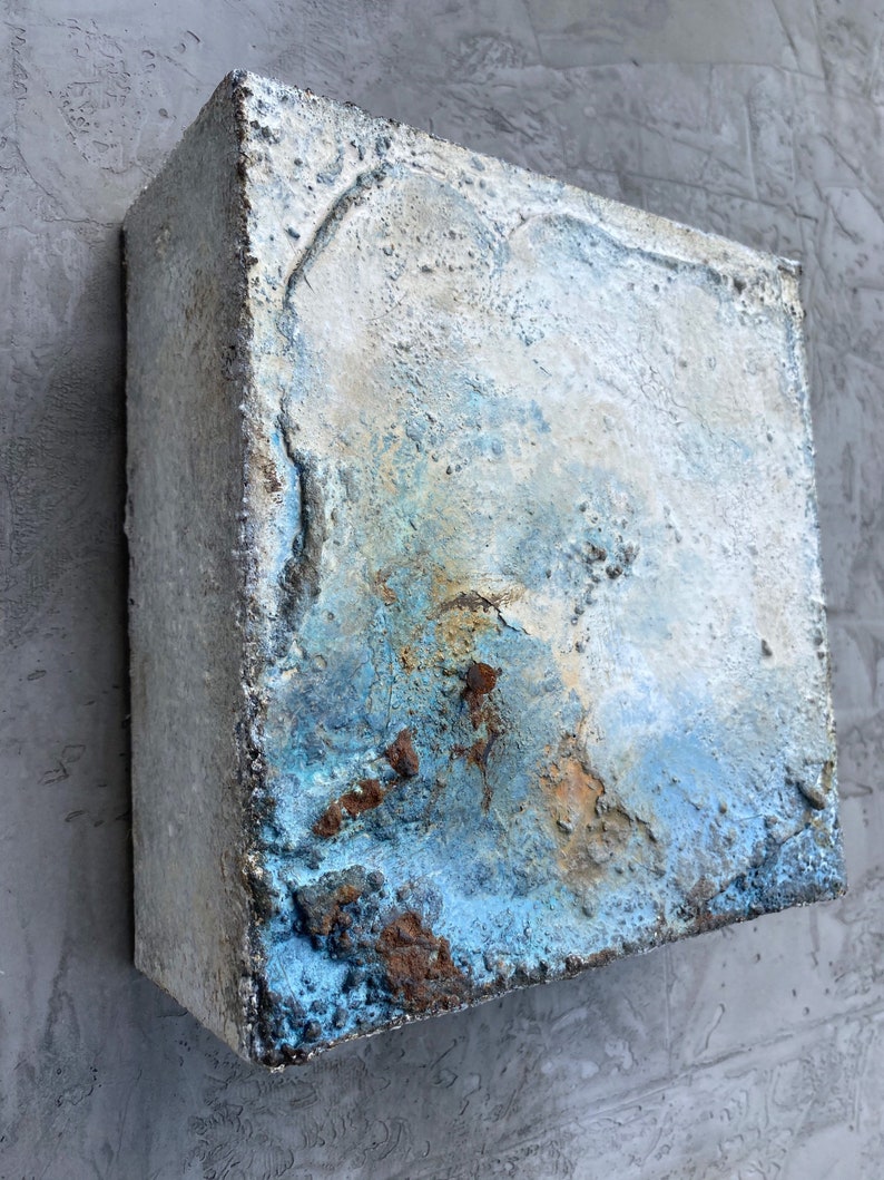 Abstract Art Original MEERESRAUSCHEN II 20x20x7.5 cm Mixed Media