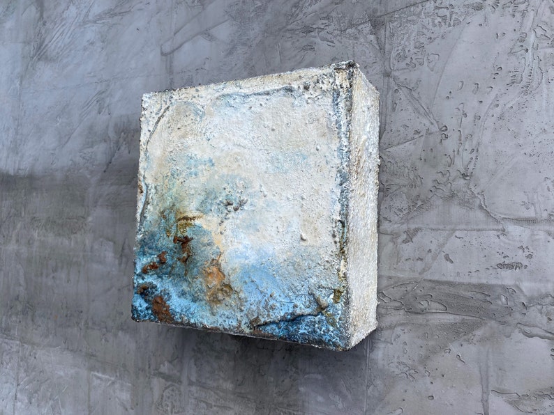 Abstract Art Original MEERESRAUSCHEN II 20x20x7.5 cm Mixed Media