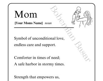 Customisable Mother's Day gift to print out yourself! | Definition "Mom" or "Mother" | PDF-Print