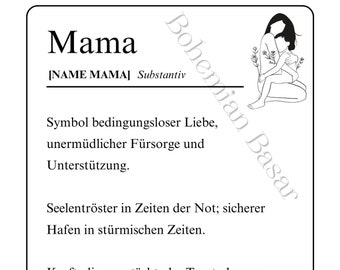 Personaliseerbaar Moederdagcadeau dat je zelf kunt afdrukken! | Definitie “Mama” “Moeder” “Mama” | PDF-afdrukken