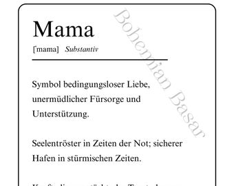 Persoonlijk Moederdagcadeau om zelf uit te printen! | Definitie “Mama” “Moeder” “Mama” | PDF-afdrukken