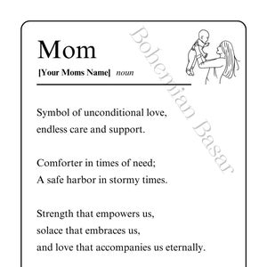 Customisable Mother's Day gift to print out yourself! | Definition "Mom" or "Mother" | PDF-Print