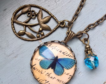 Nostalgische Butterfly vintage stijl ketting