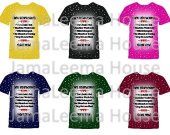 Printable T-Shirt Care Card/Instruction Sticker. PNG & JPEG.