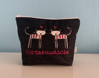 Kulturbeutel "Katzenwäsche" (schwarz)