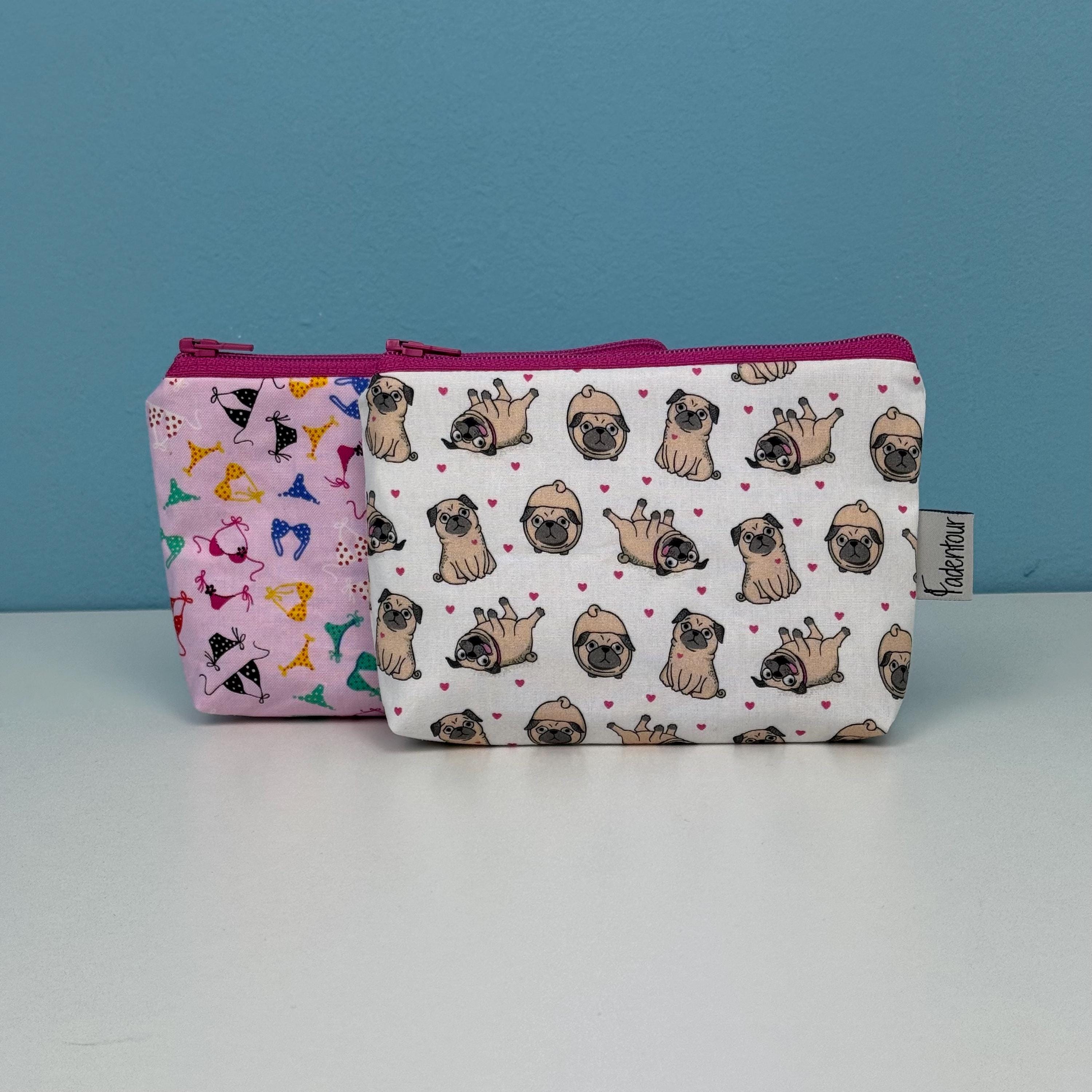 Ayxvt Mops-Make-up-Tasche Aus Leinen – 25,4x19,1 Cm, Mit Metall-Reißverschluss, Vielseitig Für Kosmetik & Kleinteile
