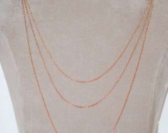 Rose gold-plated silver chain/1.8 mm/pea chain, fine chain, available in different lengths