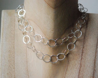 Chaîne en argent, boucles rondes en argent, argent sterling 925, disponible en longueur 50 cm ou en longueur 90 cm