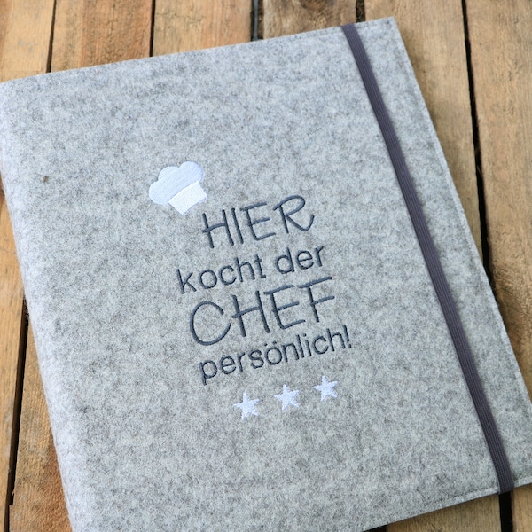 Rezeptordner-DIN A4 Wollfilz, Sammelordner für Rezepte, Küche, Kochen, Rezepte sammeln, Kochbuch, Rezeptesammlung, Ordner, Ordnerhülle, Cook