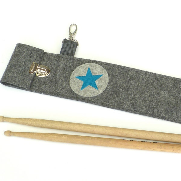 Tasche für zwei Drumsticks, Wollfilz, Drumsticktasche, Drumer, Stick Bag, Musiktasche, Musikschule, Tasche für Drumsticks, Schlagzeugstöcke