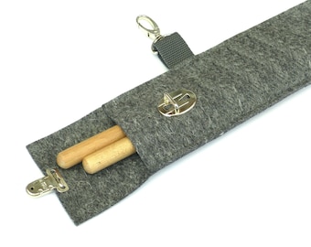 Bag for two drumsticks, wool felt, drumstick bag, drumer, stick bag, music bag, music school, bag for drumsticks, drumsticks