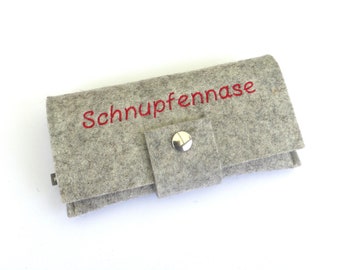 Taschentücher-Tasche Wollfilz, Tatü Wollfilz, Taschentücher, Papiertaschentuch, Hülle Taschentücher, Wollfilz, Tatü, Gesundheit, Taschentuch