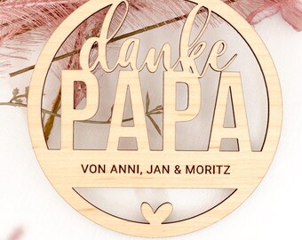 Anhänger „danke Papa“ mit Wunschtext | Vatertag, Geschenk | personalisiert