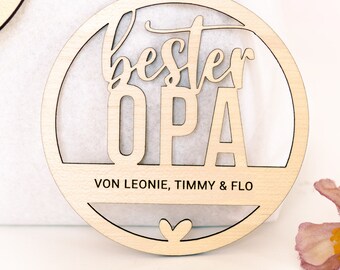 Anhänger „bester Opa“ mit Wunschtext | Vatertag, Geschenk | personalisiert