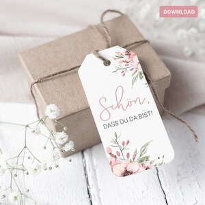 Anhänger “Schön, dass du da bist” WILD FLOWERS PDF Sofort-Download | Hochzeitsfeier | Hochzeit | Braut, Bräutigam, Party, Gast, Gastgeschenk