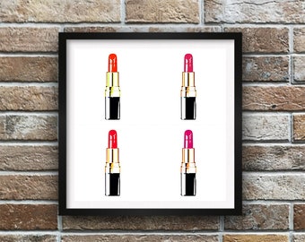 Lipstick Tube Quartet pop art print