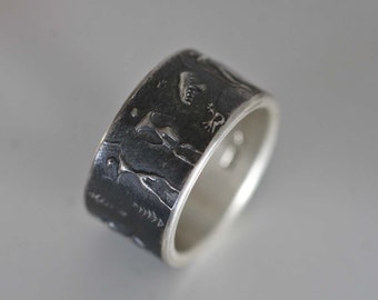 Prächtiger Ring in massiv Silber mit Figuren von Frank Schwope. Herrenring, Männerring, Unikat, Schmuckunikate, Mann, Herr, Ring für Männer